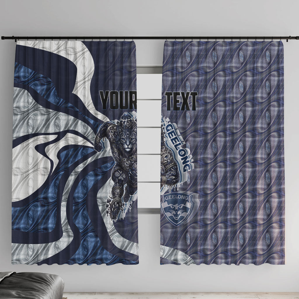 Personalised Geelong Cats Window Curtain Trippy Psychedelic Abstract Art Mascot Football Fans