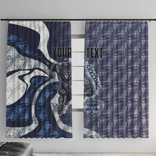 Personalised Geelong Cats Window Curtain Trippy Psychedelic Abstract Art Mascot Football Fans