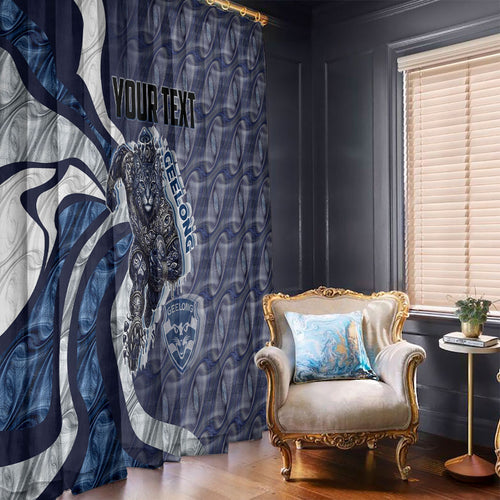 Personalised Geelong Cats Window Curtain Trippy Psychedelic Abstract Art Mascot Football Fans