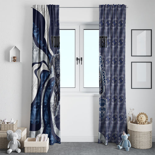 Personalised Geelong Cats Window Curtain Trippy Psychedelic Abstract Art Mascot Football Fans