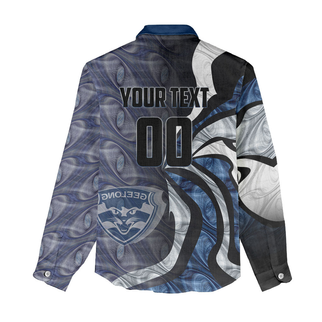 Personalised Geelong Cats Women Casual Shirt Trippy Psychedelic Abstract Art Mascot Football Fans
