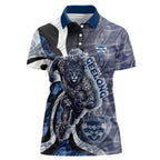 Personalised Geelong Cats Women Polo Shirt Trippy Psychedelic Abstract Art Mascot Football Fans