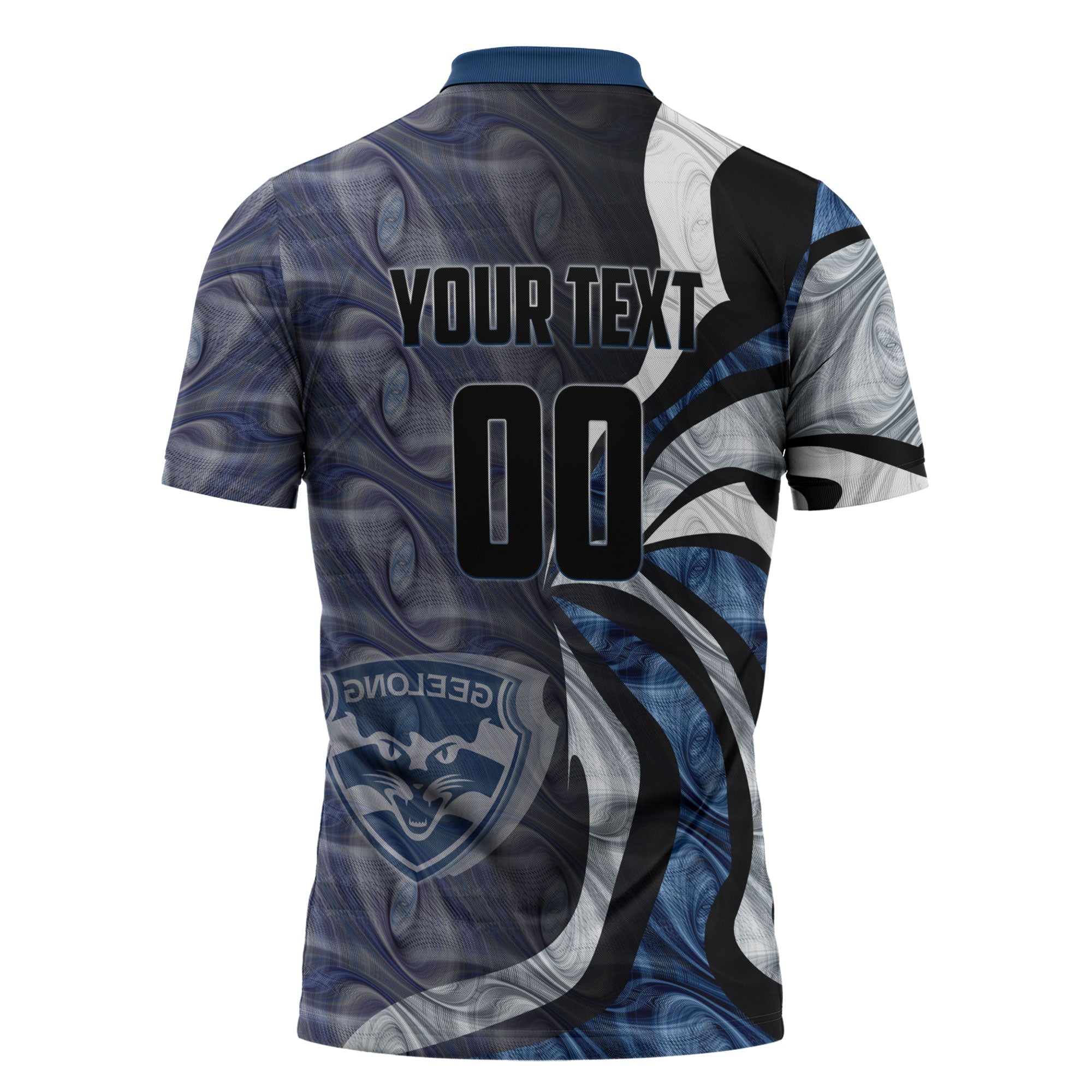 Personalised Geelong Cats Zipper Polo Shirt Trippy Psychedelic Abstract Art Mascot Football Fans
