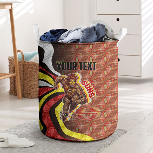 Personalised Gold Coast Suns Laundry Basket Trippy Psychedelic Abstract Art Mascot Football Fans