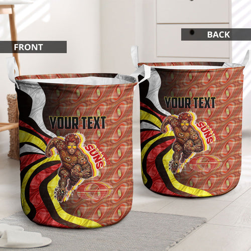 Personalised Gold Coast Suns Laundry Basket Trippy Psychedelic Abstract Art Mascot Football Fans