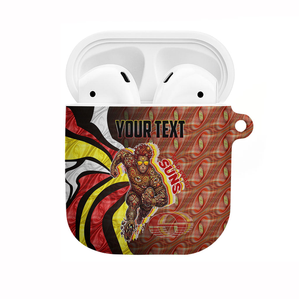 Personalised Gold Coast Suns AirPods Case Trippy Psychedelic Abstract Art Mascot Football Fans