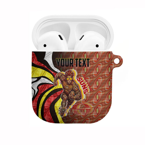 Personalised Gold Coast Suns AirPods Case Trippy Psychedelic Abstract Art Mascot Football Fans
