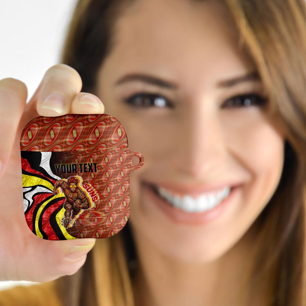 Personalised Gold Coast Suns AirPods Case Trippy Psychedelic Abstract Art Mascot Football Fans