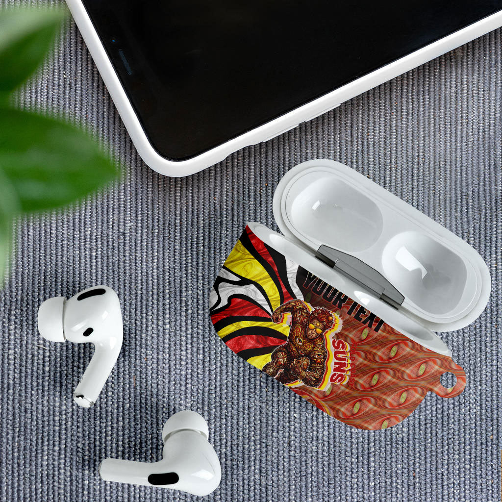 Personalised Gold Coast Suns AirPods Case Trippy Psychedelic Abstract Art Mascot Football Fans