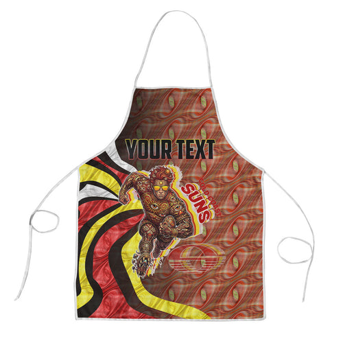 Personalised Gold Coast Suns Apron Trippy Psychedelic Abstract Art Mascot Football Fans