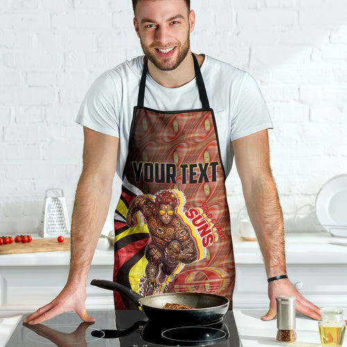 Personalised Gold Coast Suns Apron Trippy Psychedelic Abstract Art Mascot Football Fans