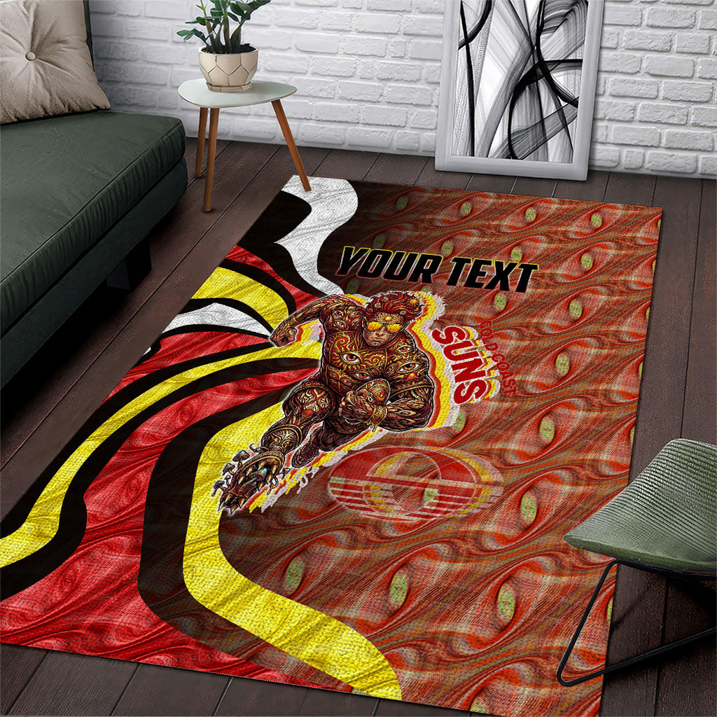 Personalised Gold Coast Suns Area Rug Trippy Psychedelic Abstract Art Mascot Football Fans