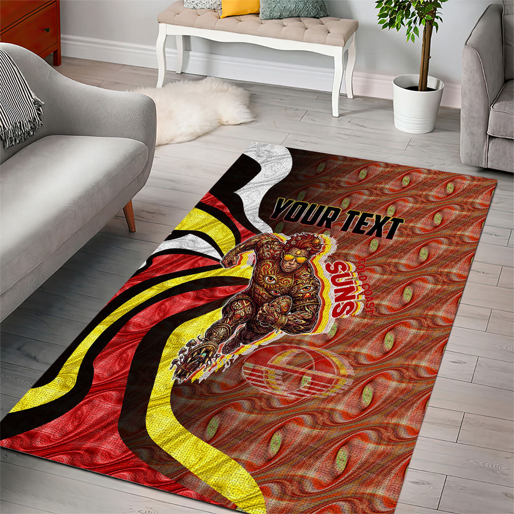 Personalised Gold Coast Suns Area Rug Trippy Psychedelic Abstract Art Mascot Football Fans