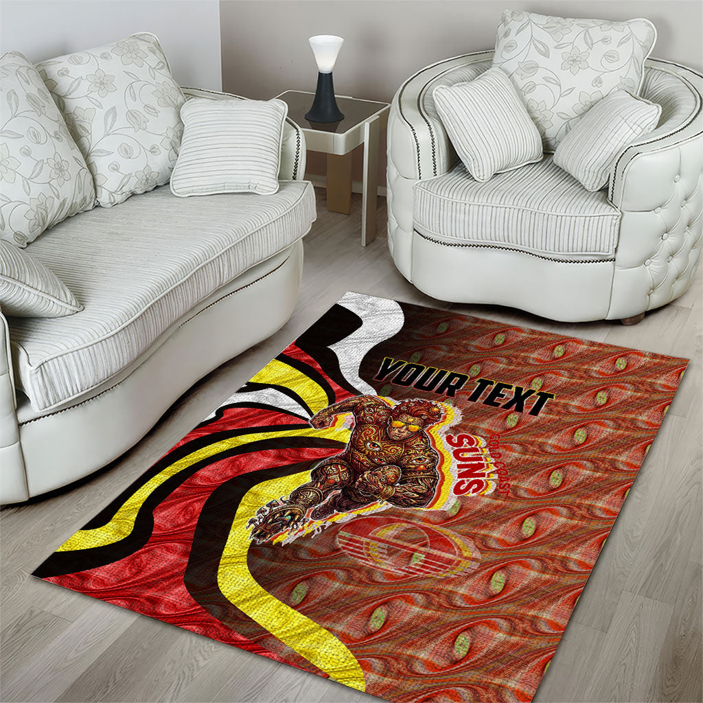 Personalised Gold Coast Suns Area Rug Trippy Psychedelic Abstract Art Mascot Football Fans