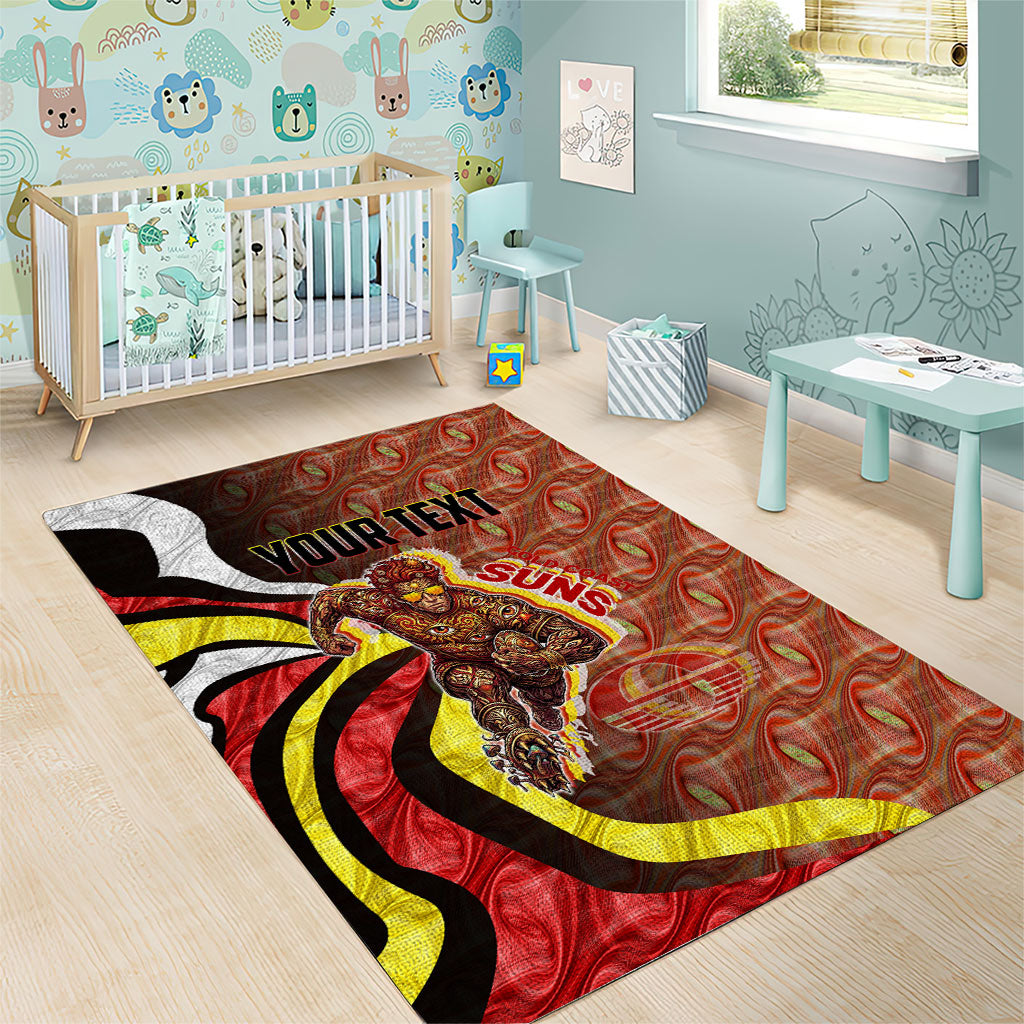 Personalised Gold Coast Suns Area Rug Trippy Psychedelic Abstract Art Mascot Football Fans