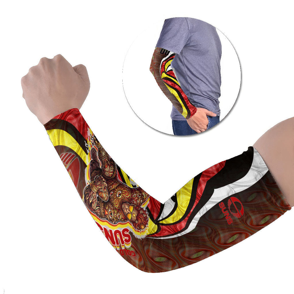 Personalised Gold Coast Suns Arm Sleeves Trippy Psychedelic Abstract Art Mascot Football Fans