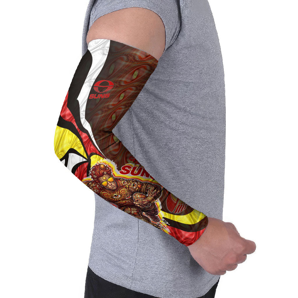 Personalised Gold Coast Suns Arm Sleeves Trippy Psychedelic Abstract Art Mascot Football Fans
