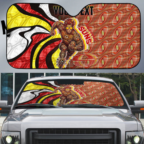Personalised Gold Coast Suns Auto Sun Shade Trippy Psychedelic Abstract Art Mascot Football Fans