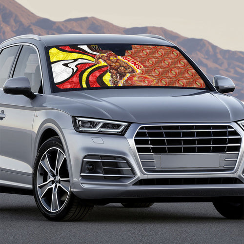 Personalised Gold Coast Suns Auto Sun Shade Trippy Psychedelic Abstract Art Mascot Football Fans