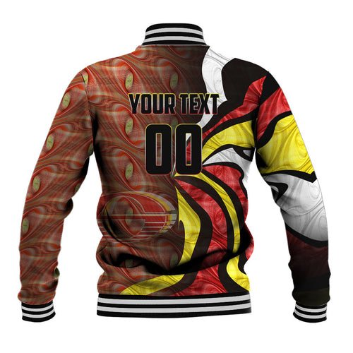 Personalised Gold Coast Suns Baseball Jacket Trippy Psychedelic Abstract Art Mascot Football Fans