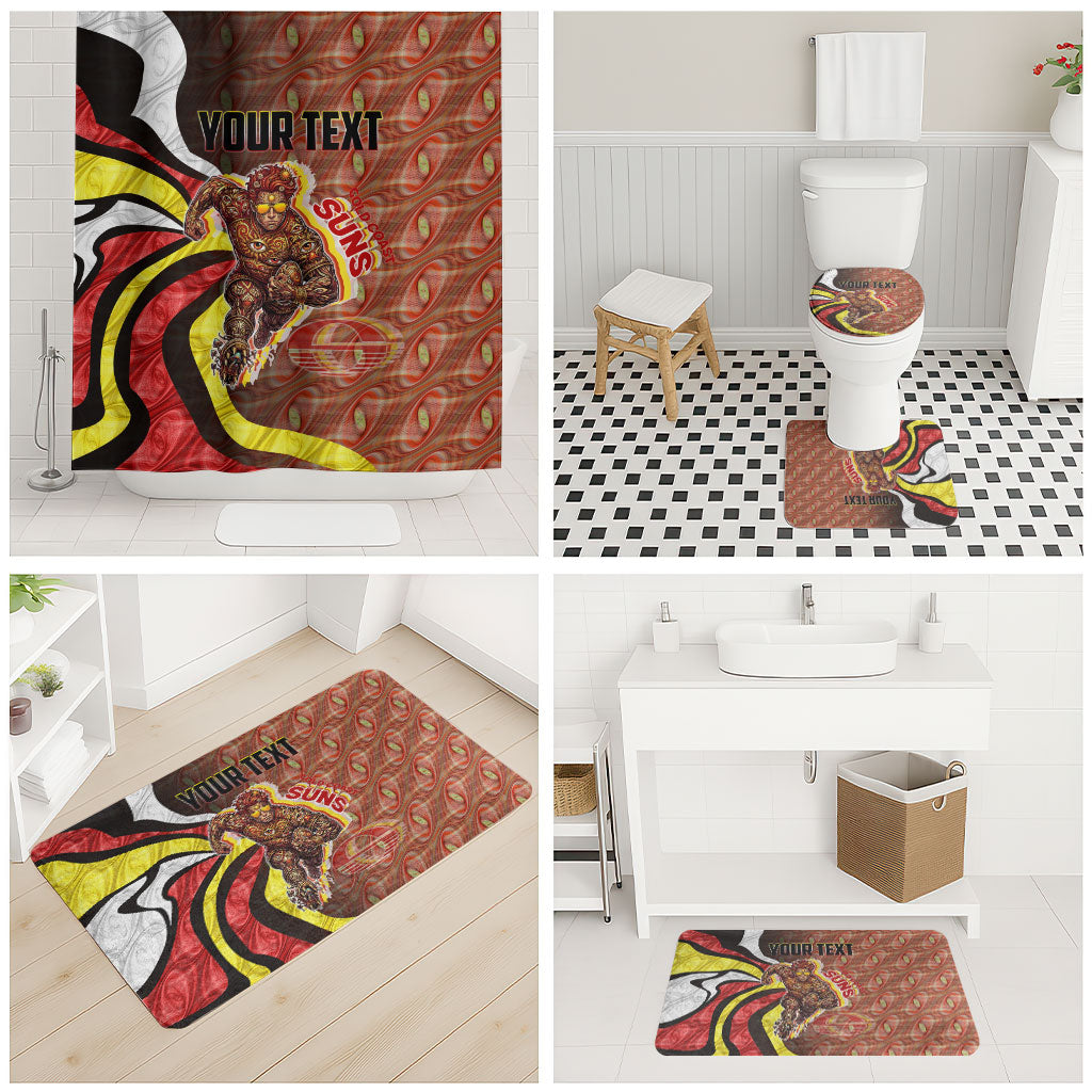 Personalised Gold Coast Suns Bathroom Set Trippy Psychedelic Abstract Art Mascot Football Fans