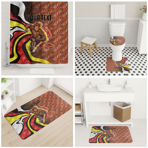 Personalised Gold Coast Suns Bathroom Set Trippy Psychedelic Abstract Art Mascot Football Fans