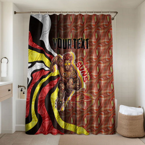 Personalised Gold Coast Suns Bathroom Set Trippy Psychedelic Abstract Art Mascot Football Fans