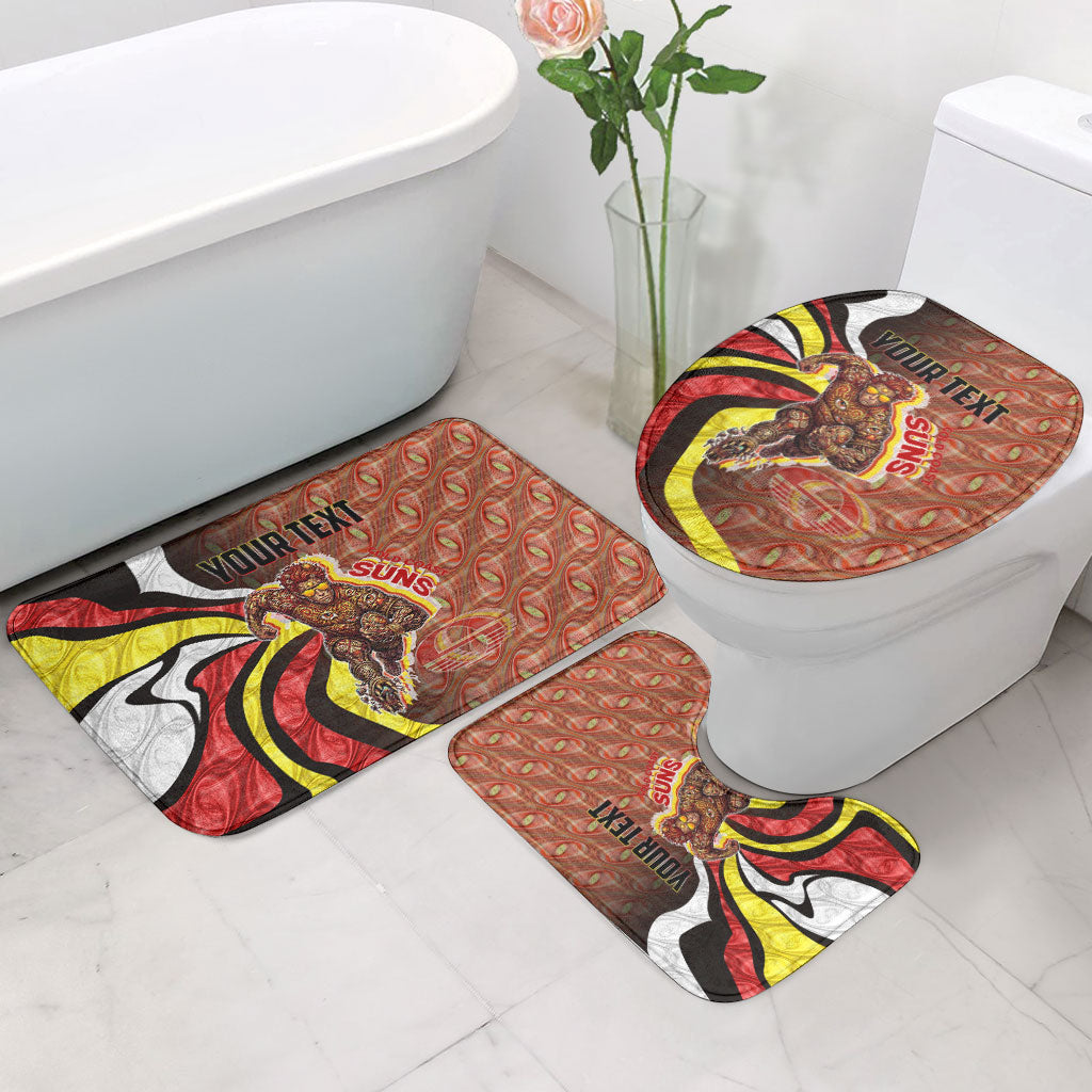 Personalised Gold Coast Suns Bathroom Set Trippy Psychedelic Abstract Art Mascot Football Fans