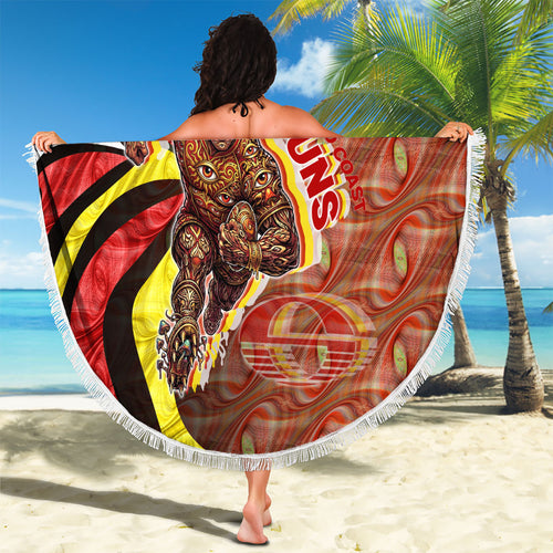Personalised Gold Coast Suns Beach Blanket Trippy Psychedelic Abstract Art Mascot Football Fans