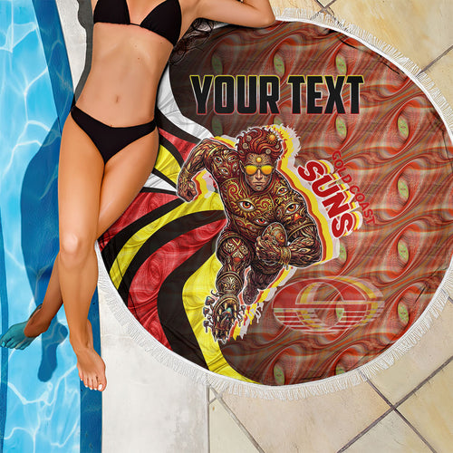 Personalised Gold Coast Suns Beach Blanket Trippy Psychedelic Abstract Art Mascot Football Fans