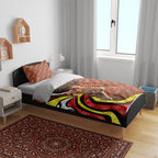 Personalised Gold Coast Suns Bedding Set Trippy Psychedelic Abstract Art Mascot Football Fans