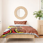 Personalised Gold Coast Suns Bedding Set Trippy Psychedelic Abstract Art Mascot Football Fans