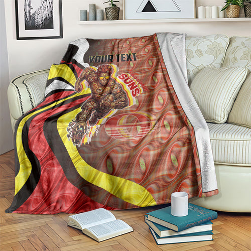Personalised Gold Coast Suns Blanket Trippy Psychedelic Abstract Art Mascot Football Fans