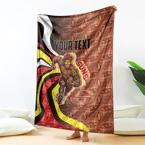 Personalised Gold Coast Suns Blanket Trippy Psychedelic Abstract Art Mascot Football Fans