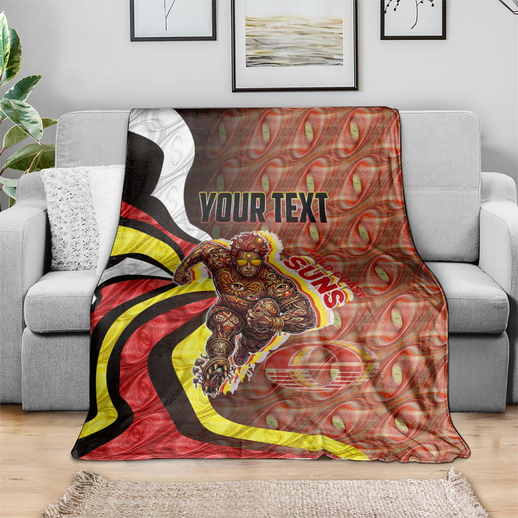 Personalised Gold Coast Suns Blanket Trippy Psychedelic Abstract Art Mascot Football Fans