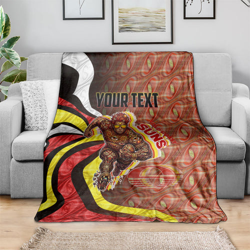 Personalised Gold Coast Suns Blanket Trippy Psychedelic Abstract Art Mascot Football Fans