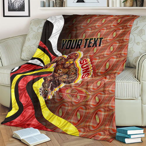 Personalised Gold Coast Suns Blanket Trippy Psychedelic Abstract Art Mascot Football Fans