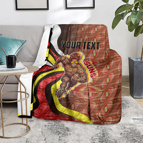Personalised Gold Coast Suns Blanket Trippy Psychedelic Abstract Art Mascot Football Fans