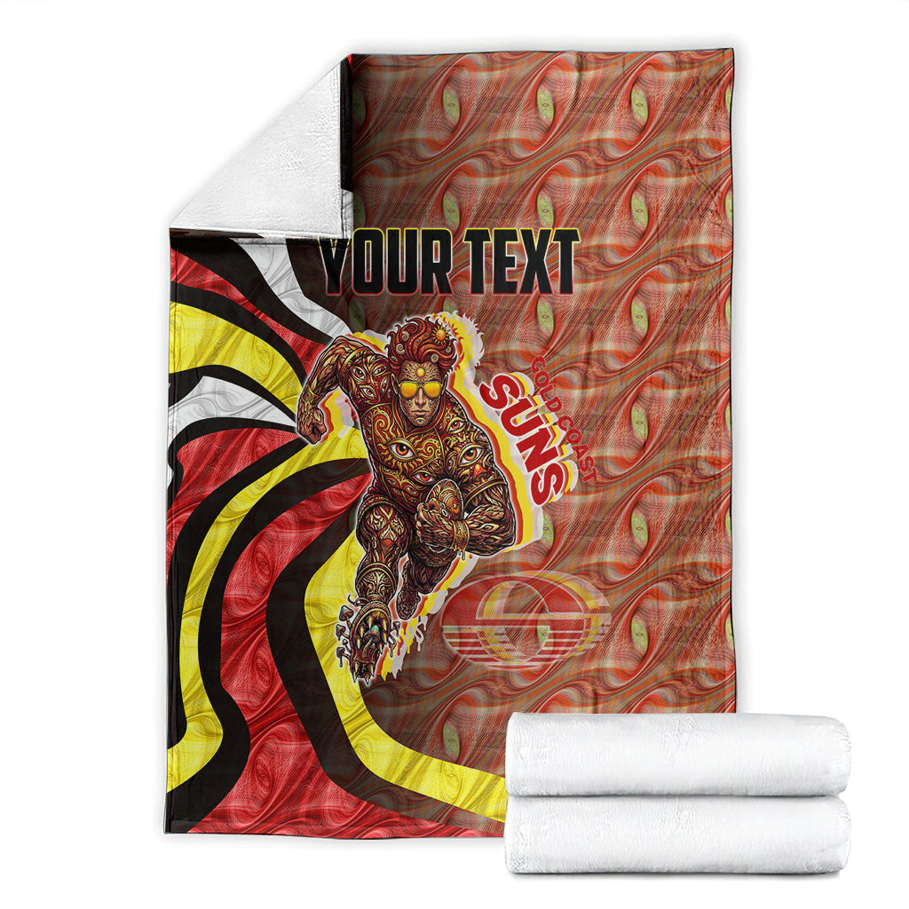 Personalised Gold Coast Suns Blanket Trippy Psychedelic Abstract Art Mascot Football Fans