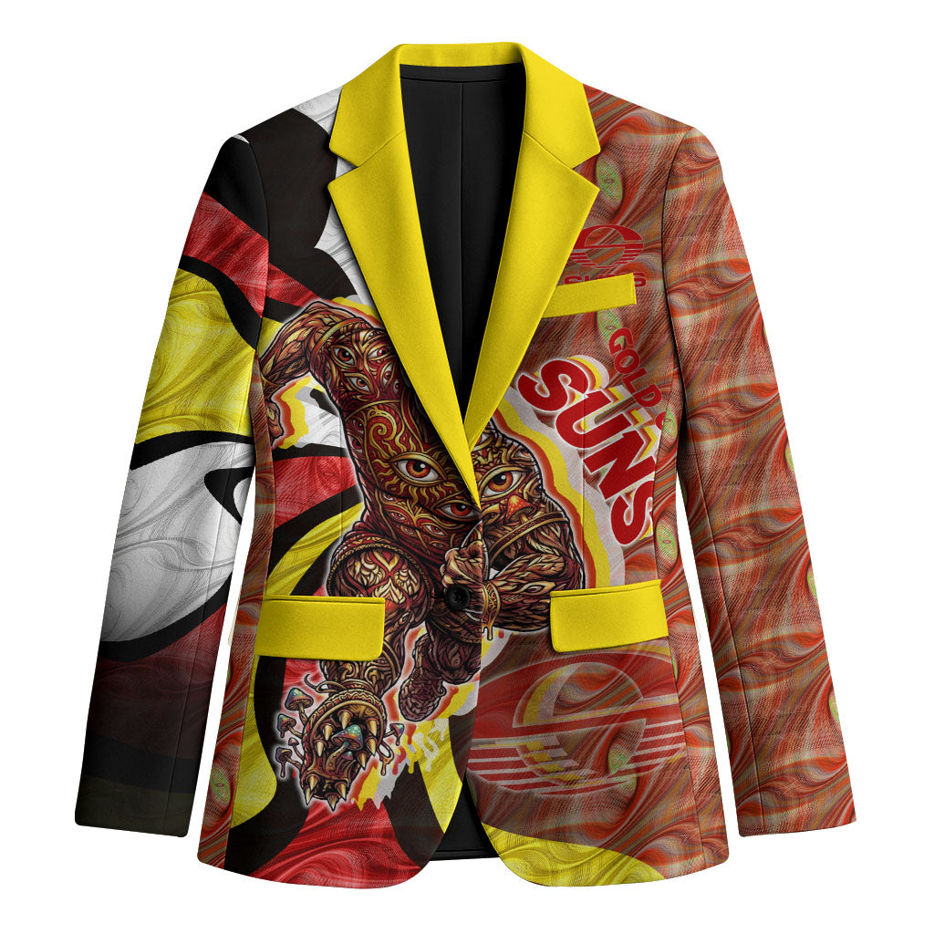 Personalised Gold Coast Suns Blazer Trippy Psychedelic Abstract Art Mascot Football Fans
