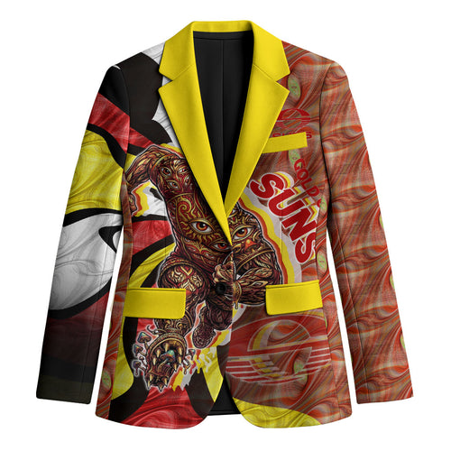 Personalised Gold Coast Suns Blazer Trippy Psychedelic Abstract Art Mascot Football Fans
