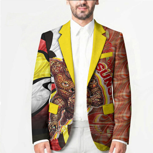 Personalised Gold Coast Suns Blazer Trippy Psychedelic Abstract Art Mascot Football Fans