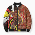 Personalised Gold Coast Suns Bomber Puffer Jacket Trippy Psychedelic Abstract Art Mascot Football Fans
