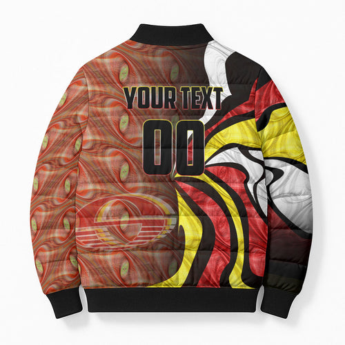Personalised Gold Coast Suns Bomber Puffer Jacket Trippy Psychedelic Abstract Art Mascot Football Fans