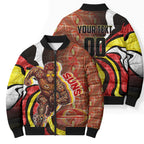 Personalised Gold Coast Suns Bomber Puffer Jacket Trippy Psychedelic Abstract Art Mascot Football Fans