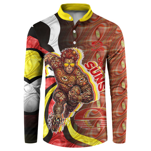 Personalised Gold Coast Suns Button Sweatshirt Trippy Psychedelic Abstract Art Mascot Football Fans