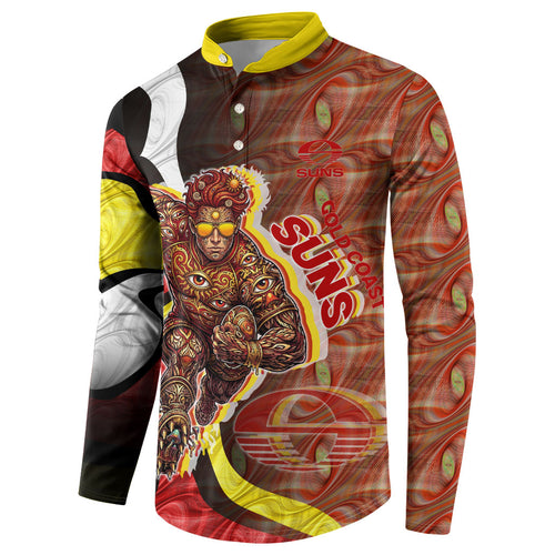 Personalised Gold Coast Suns Button Sweatshirt Trippy Psychedelic Abstract Art Mascot Football Fans