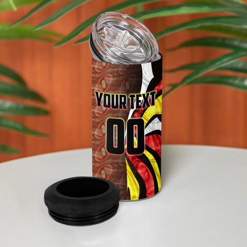 Personalised Gold Coast Suns 4 in 1 Can Cooler Tumbler Trippy Psychedelic Abstract Art Mascot Football Fans