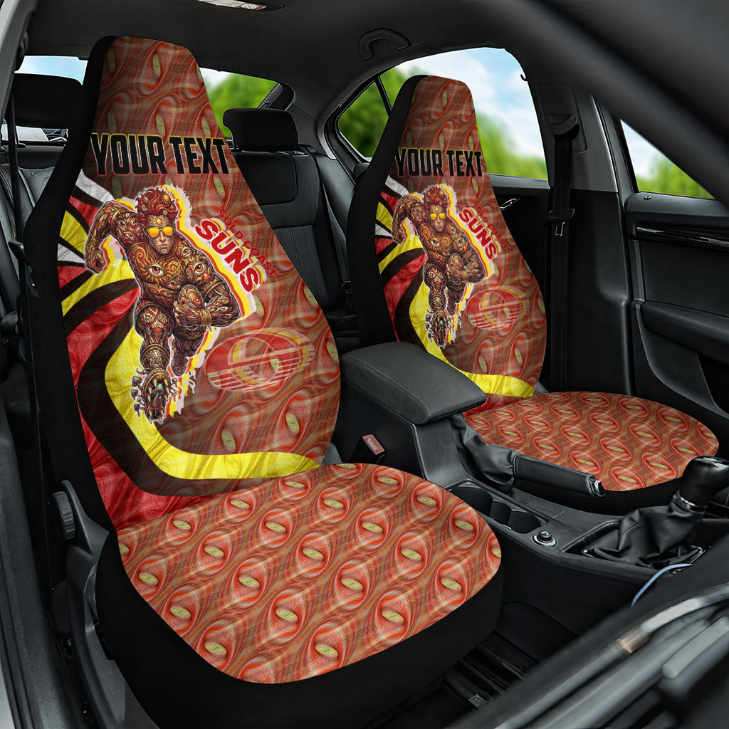 Personalised Gold Coast Suns Car Seat Cover Trippy Psychedelic Abstract Art Mascot Football Fans
