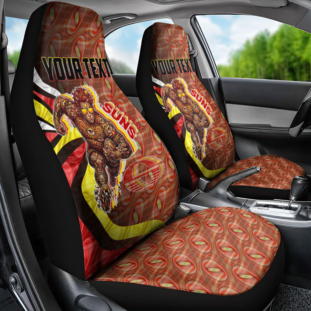 Personalised Gold Coast Suns Car Seat Cover Trippy Psychedelic Abstract Art Mascot Football Fans